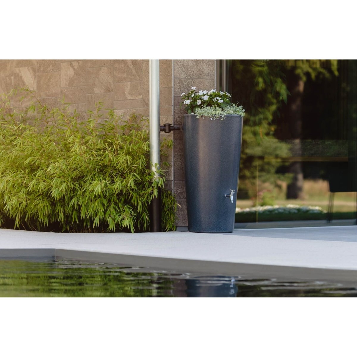 GARANTIA STONE 2in1 Regentonne 210 L, mit Pflanzschale, lava - SHW - FIRE