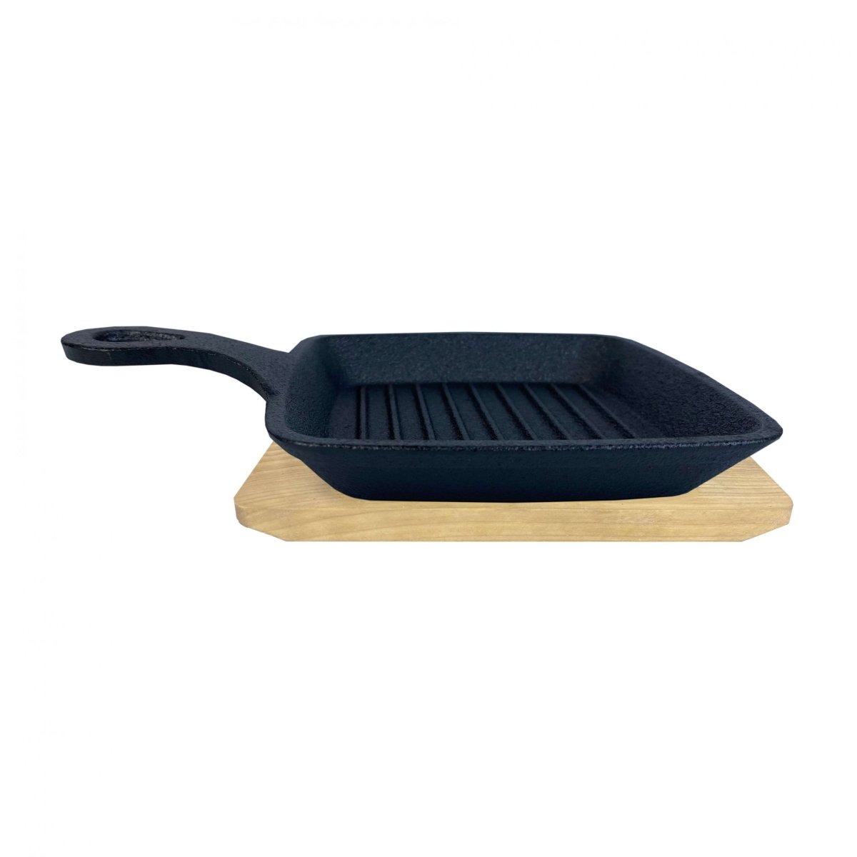 ALLGRILL Gusspfanne mit Stiel Gr. 14x14 cm mit Holzuntersetzer - SHW - FIRE