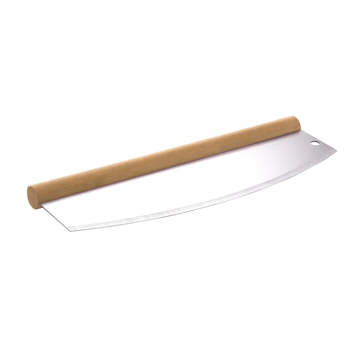 ALLGRILL Pizzaschneider - Wiegemesser Edelstahl mit Holzgriff - SHW - FIRE