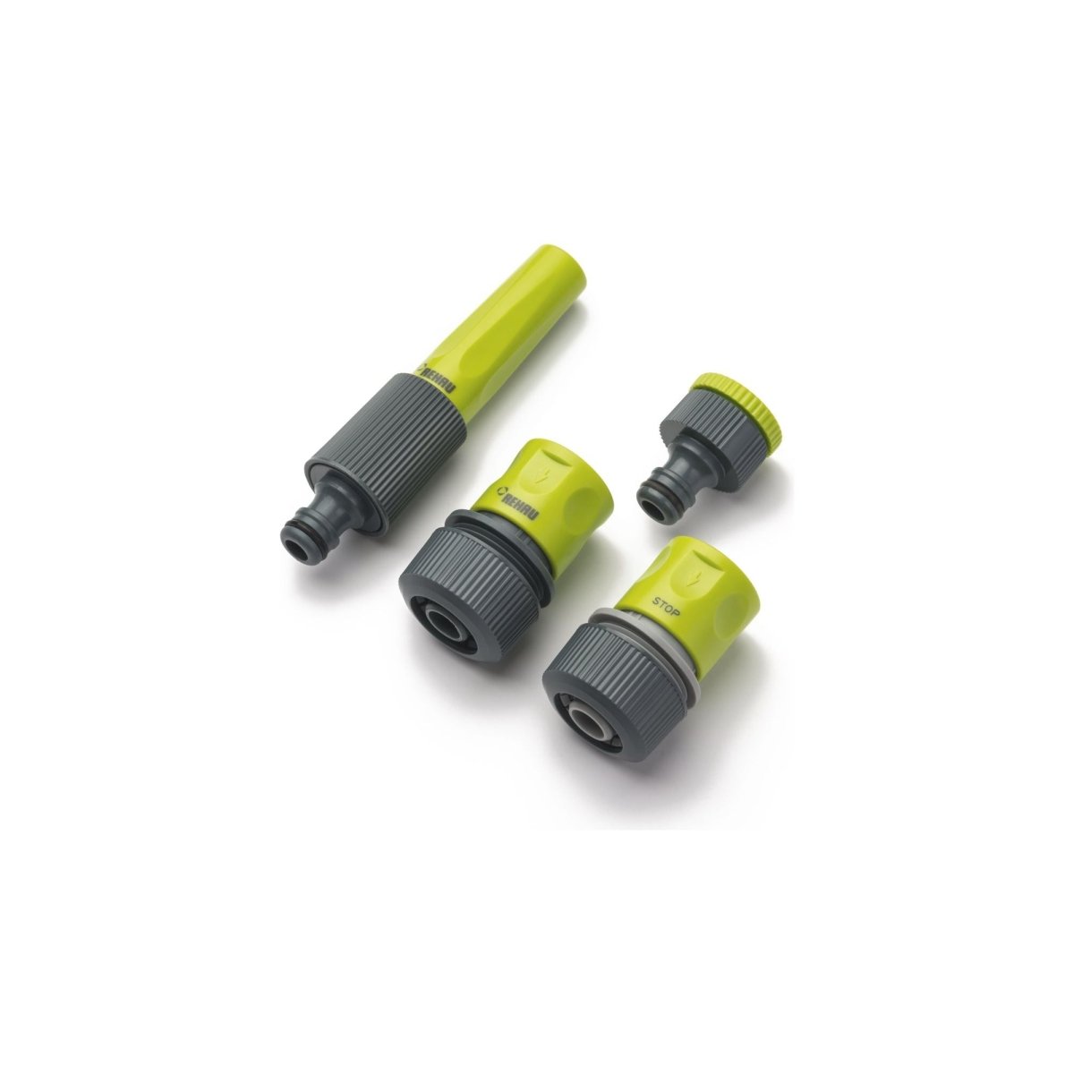 REHAU Grundausstattung Set für 13 mm Schlauch (1/2") Inhalt: 1x Hahnanschluss, 1x Schnellschlauchstück, 1x Wasserstop und Spritze - SHW - FIRE